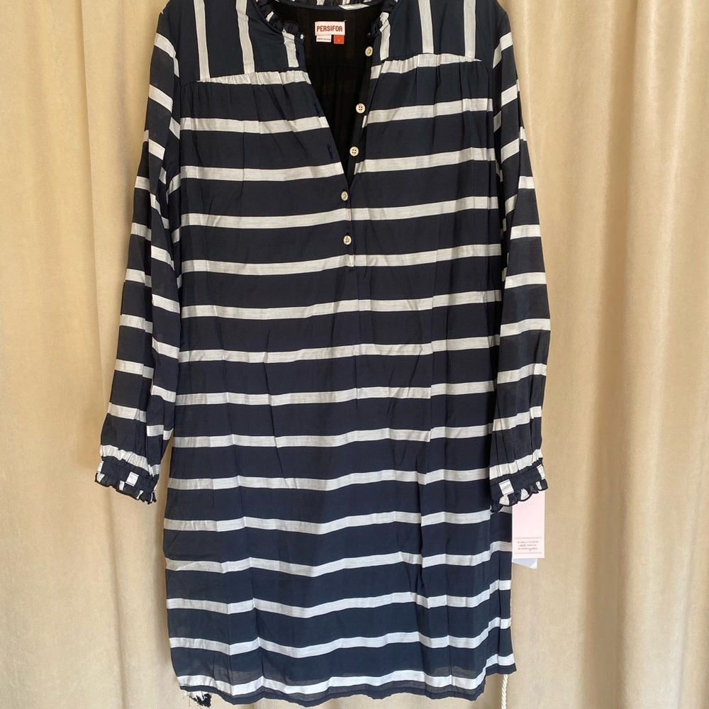 NWT Persifor striped Delfina dress in shadow size large.  Double lined Made USA
